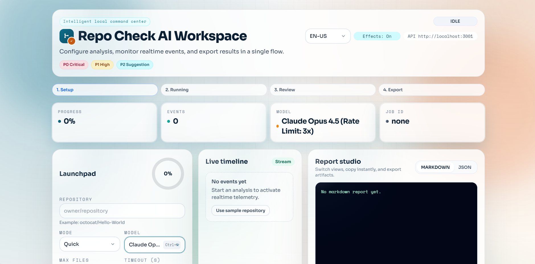 RepoCheckAI Web UI interactive preview